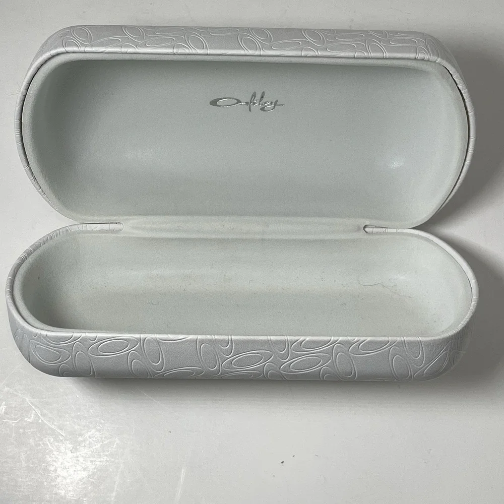 VTG Oakley White Clamshell Sunglasses Hard Case Embossed Signature Logo